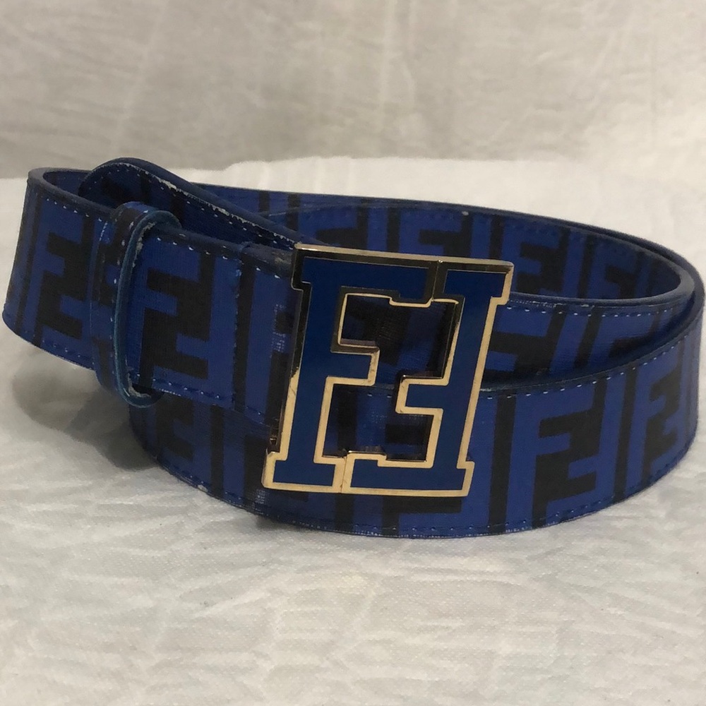 Fendi Blue Monogram Belt Size 120 cm EUC